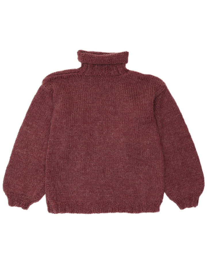vintage Femme Roll Neck Jumper Pull UK 14 Moyen Bourgogne