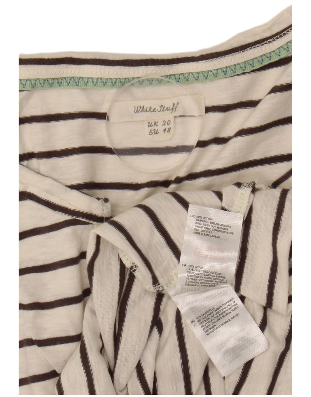 Débardeur White Stuff Femme UK 20 2XL Coton Rayé Blanc