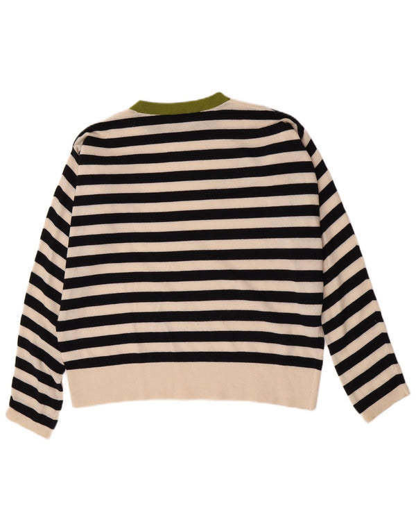 Cos Pull surdimensionné à col rond pour femme UK 10 Petit rayé noir
