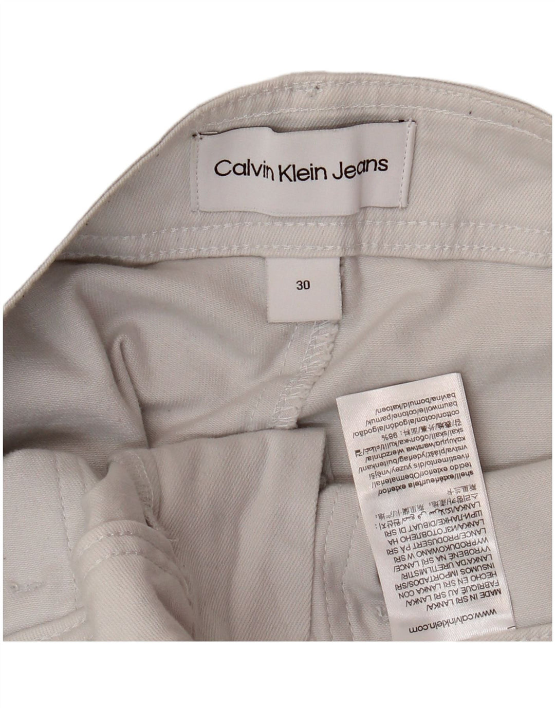 CALVIN KLEIN Pantalon Cargo Joggers Homme W30 L28 Coton Blanc