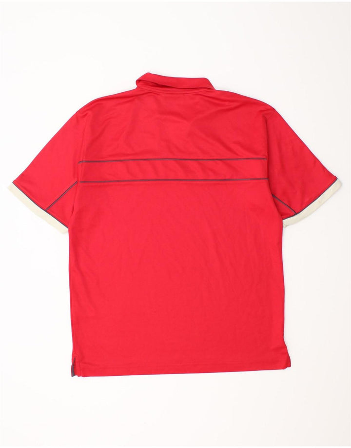 Lotto Polo Homme UK 40/42 Large Rouge Rayé Polyester