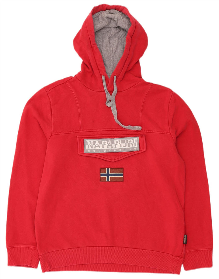 NAPAPIJRI Pull à Capuche Graphique Homme Rouge Moyen Coton
