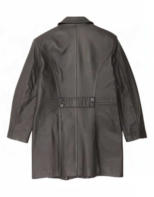 manteau en cuir surdimensionné vintage pour femmes IT 44 Noir moyen
