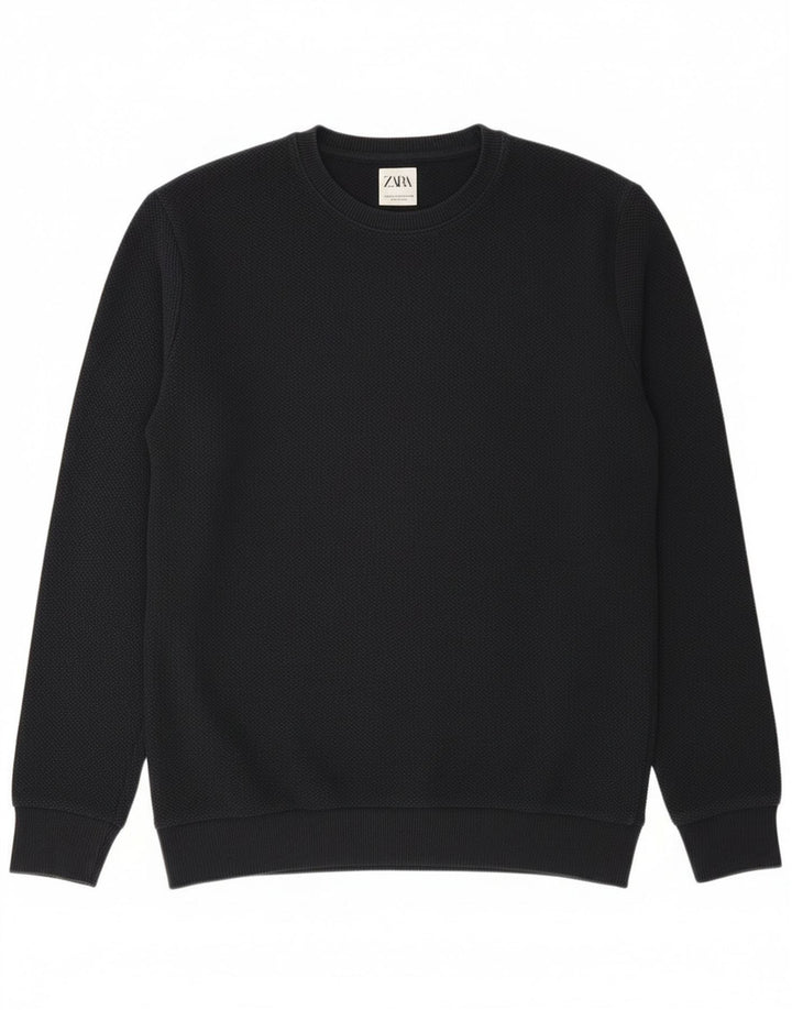 Zara Pull à col rond pour homme en polyester bleu marine moyen
