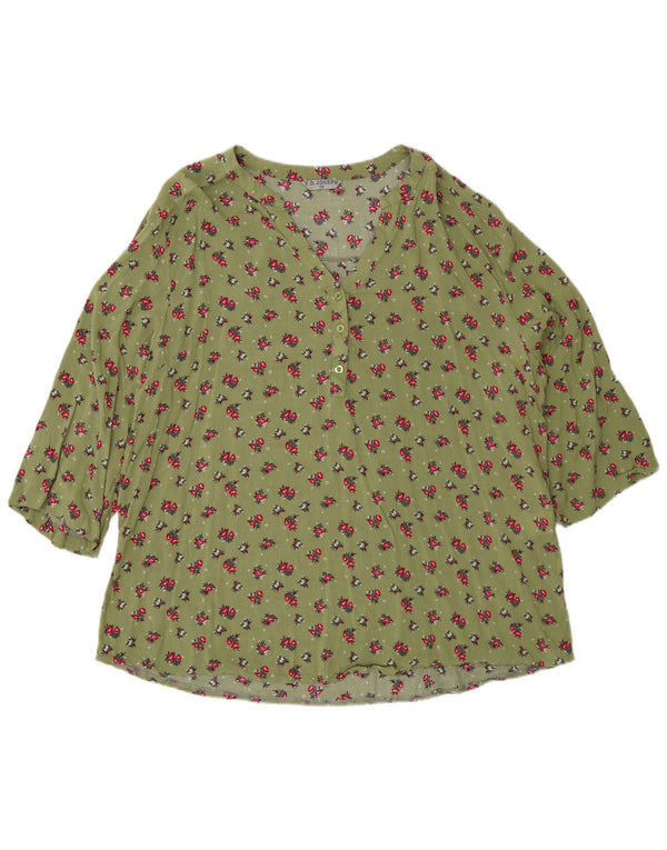F.D.Joseph Chemise pull à manches 3/4 pour femme UK 18 XL Vert Floral Viscose