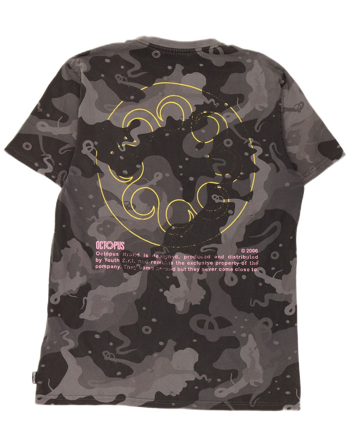 Octopus T-Shirt Graphique Homme Gris Moyen Camouflage Coton