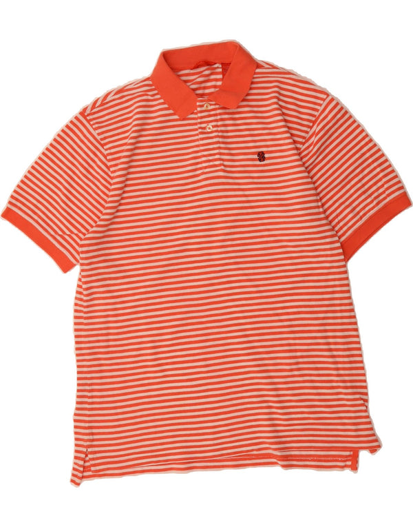 IZOD Mens Polo Shirt Large Pink Striped Cotton