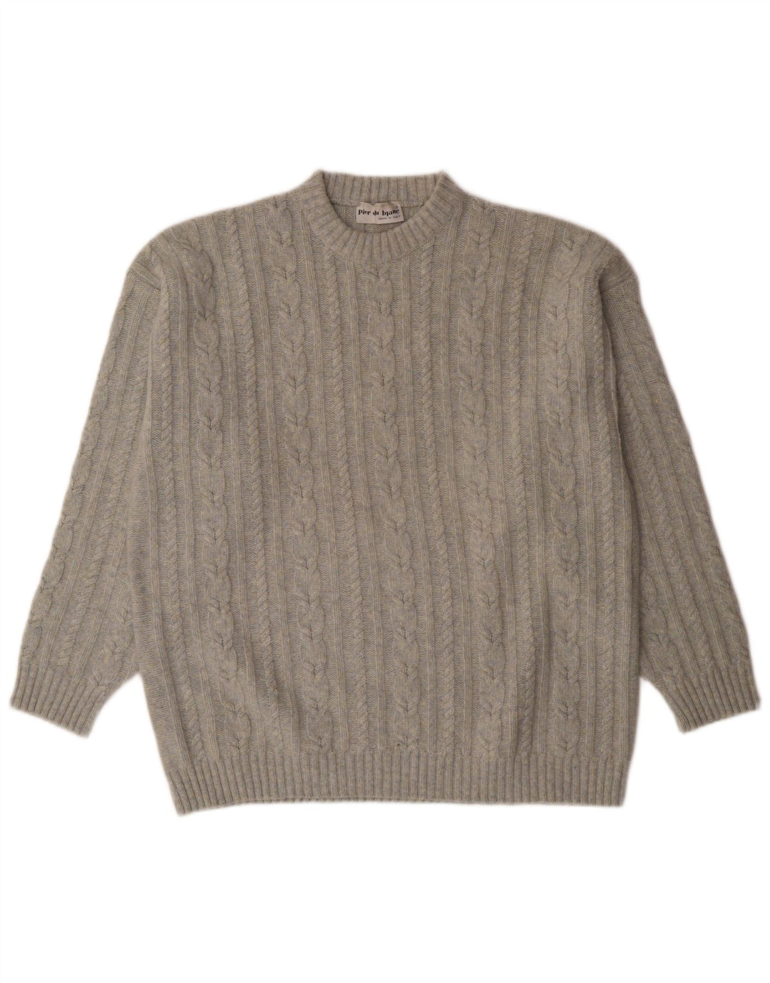 vintage Mens Crew Neck Jumper Pull XL Gris Moucheté Lambswool