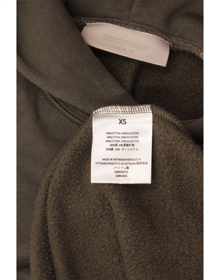 ESSENTIALS Pull à capuche coupe ample XS en coton marron pour homme