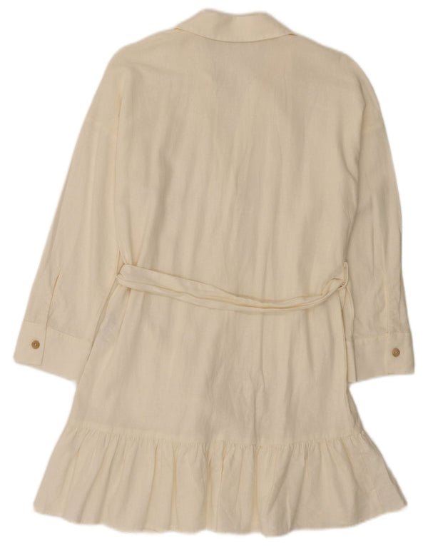 Zara Robe chemise à manches longues pour femme UK 6 XS Lin blanc