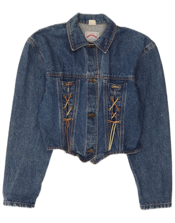 Doringo Veste en jean courte pour femme UK 10 Petit coton bleu