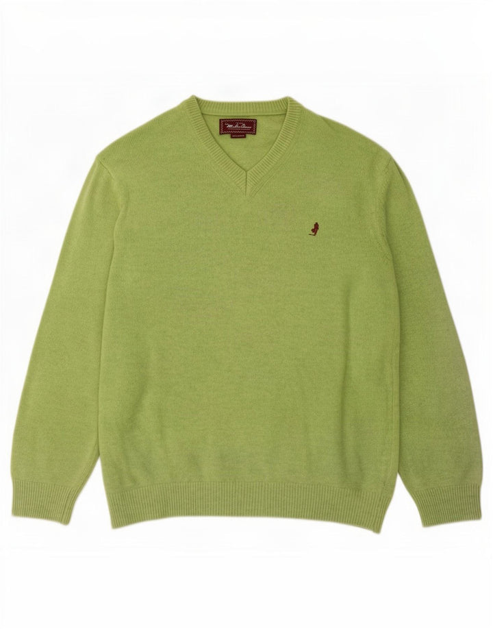 Marlboro Classics Pull col V pour homme en laine verte 2XL