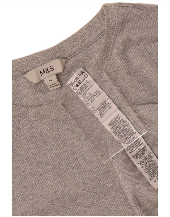 Marks & Spencer Haut à manches longues pour femme UK 44 Gris moyen Coton
