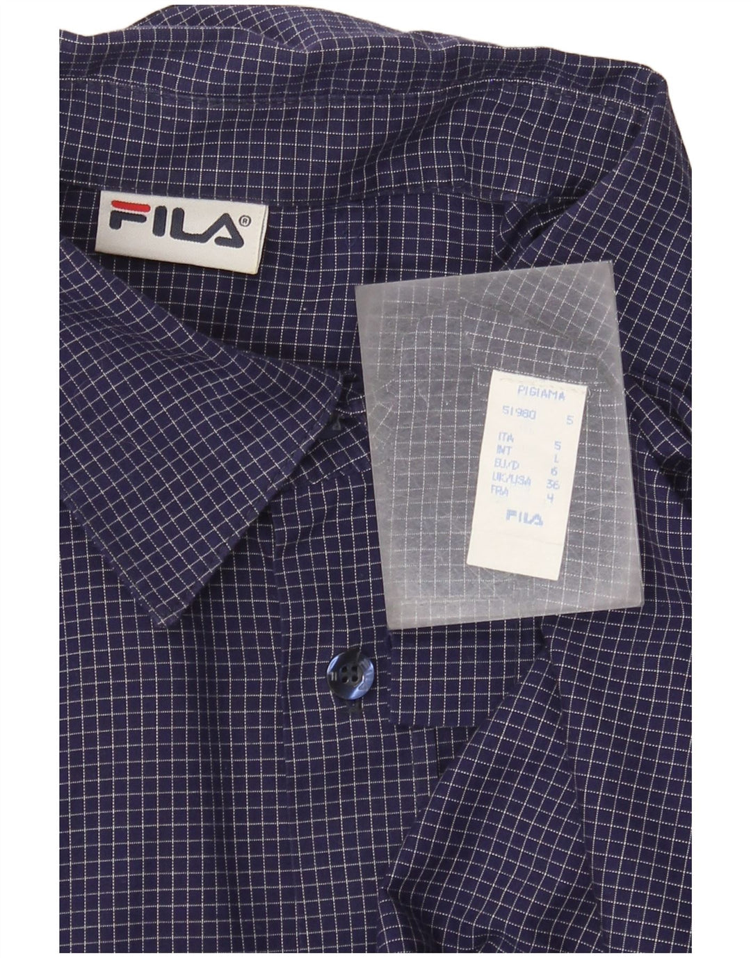 Fila Chemise Homme Large Bleu Marine Vichy Coton
