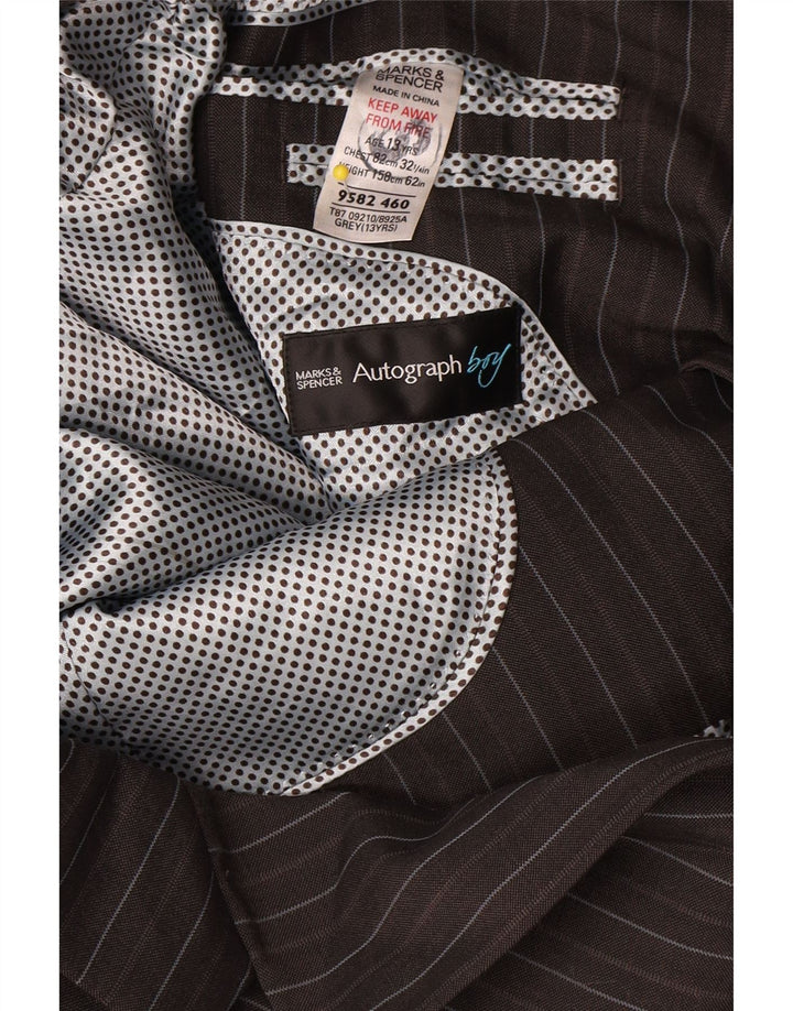 Marks & Spencer Veste blazer autographe pour garçon 12-13 ans Gris fines rayures
