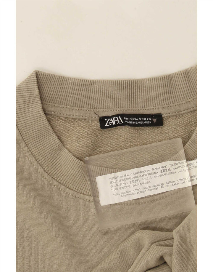 Zara Sweat-shirt surdimensionné pour femme UK 10 Petit coton kaki