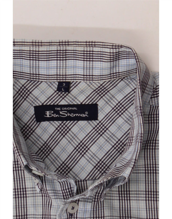 BEN SHERMAN Chemise à manches courtes pour homme à carreaux bleus