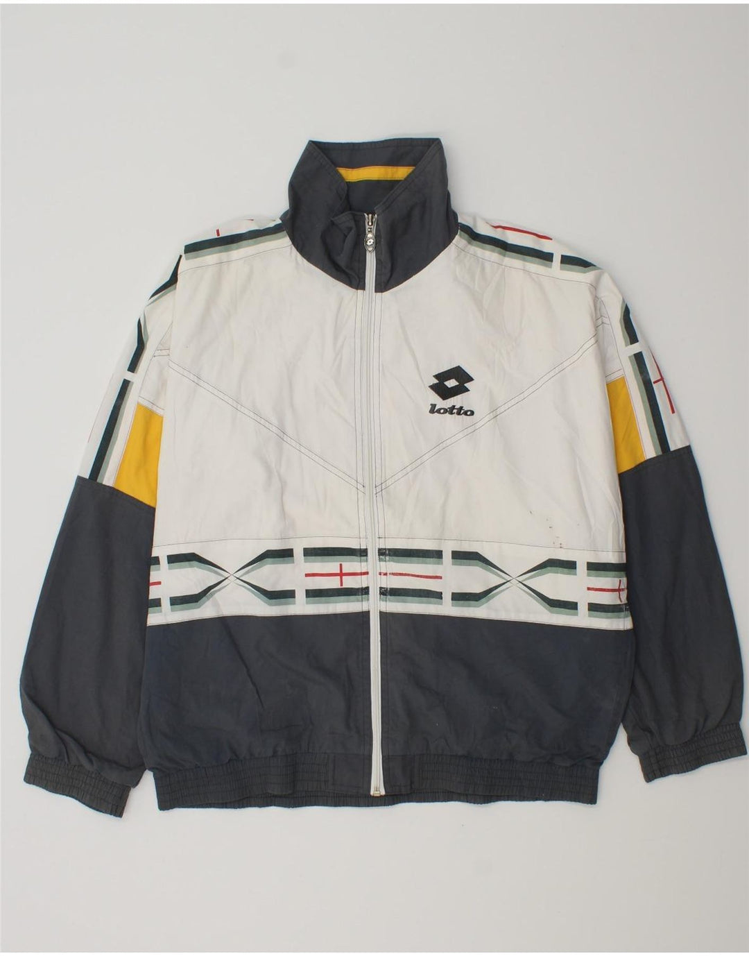 LOTTO Veste de Survêtement Graphique Coupe Ample pour Homme Petit Blanc Colorblock