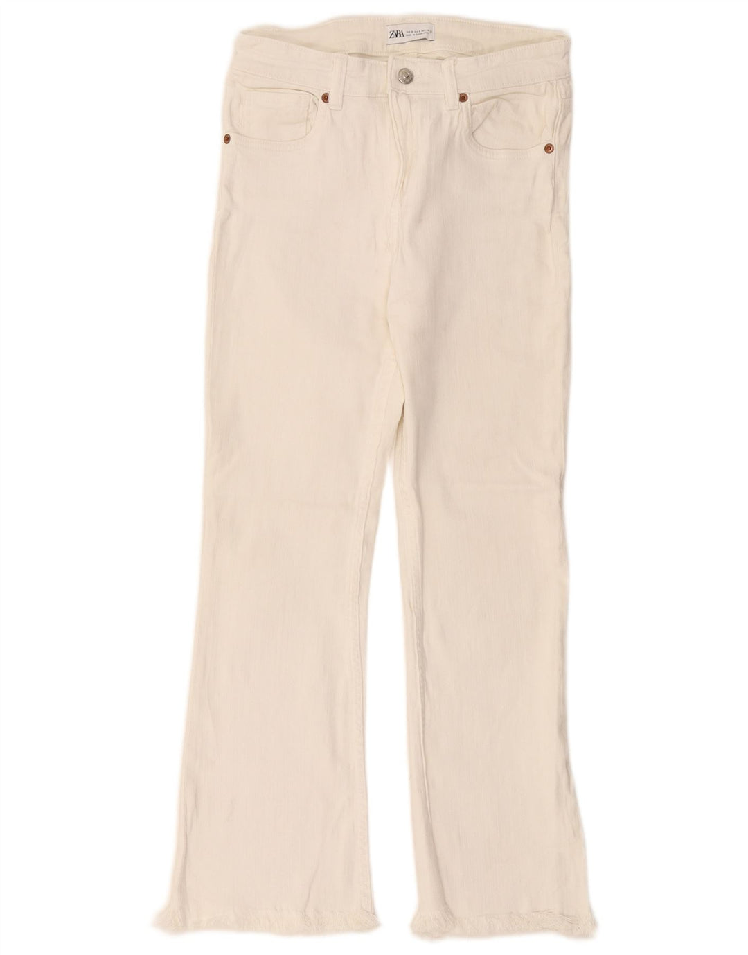 Zara Jean évasé femme EU 36 XS W26 L26 coton blanc