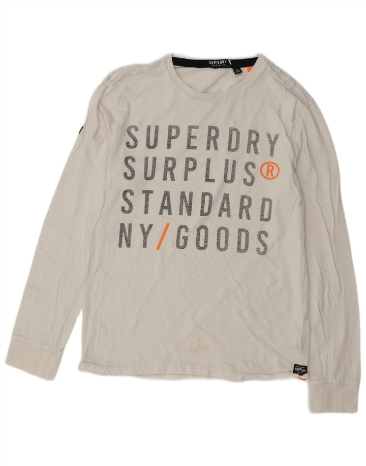 SUPERDRY Haut graphique à manches longues pour hommes, grand coton blanc