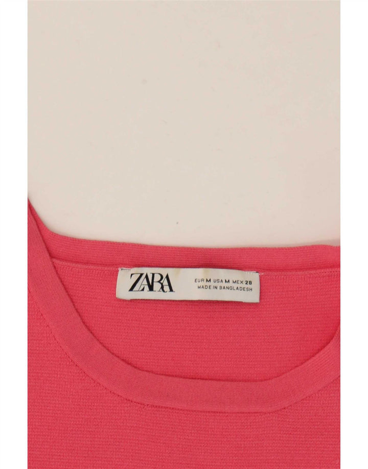 Zara Womens Crop Débardeur UK 12 Rose Moyen