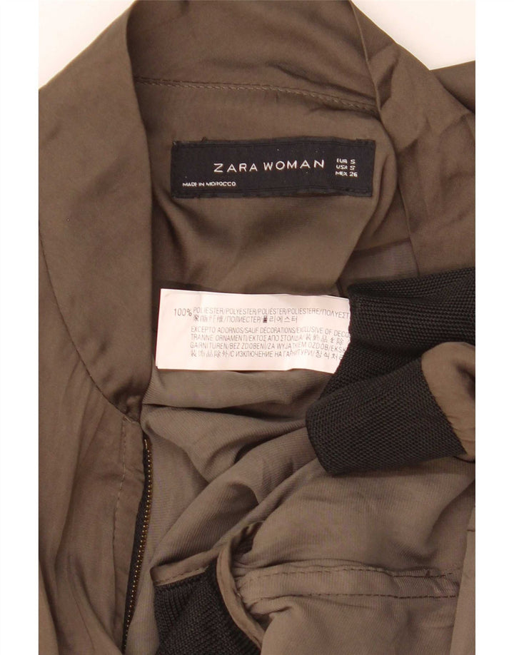 Zara Veste bomber surdimensionnée pour femme UK 10 Petit Kaki Colorblock Polyester
