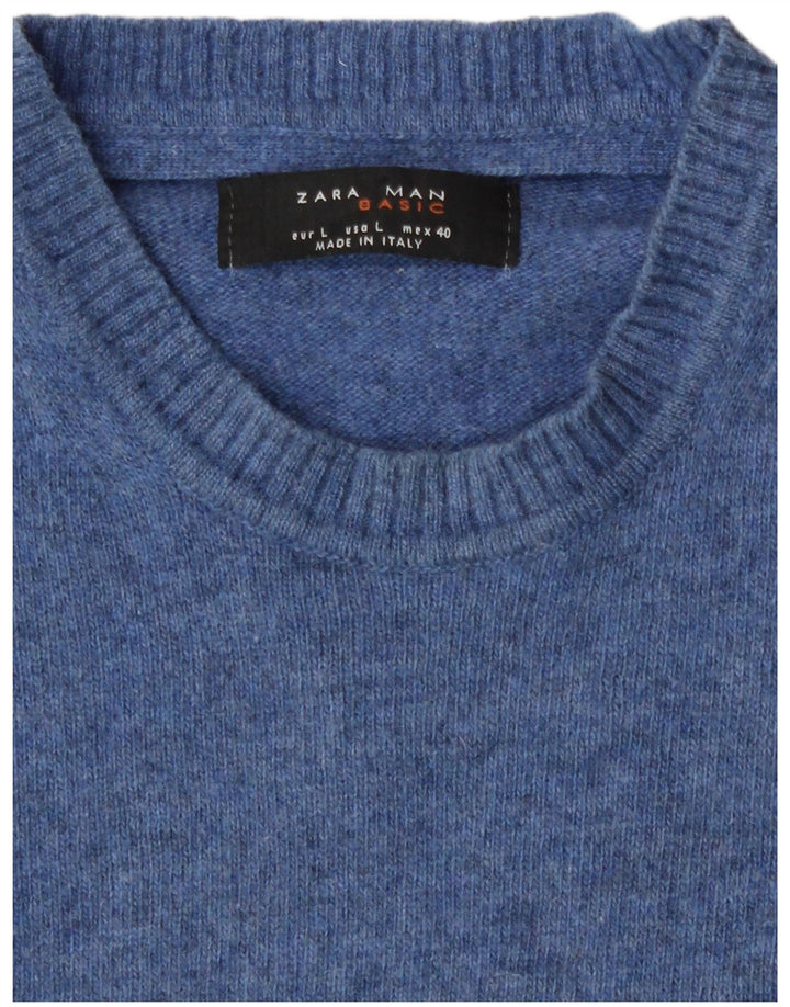 Zara Pull à col rond pour homme, grand bleu