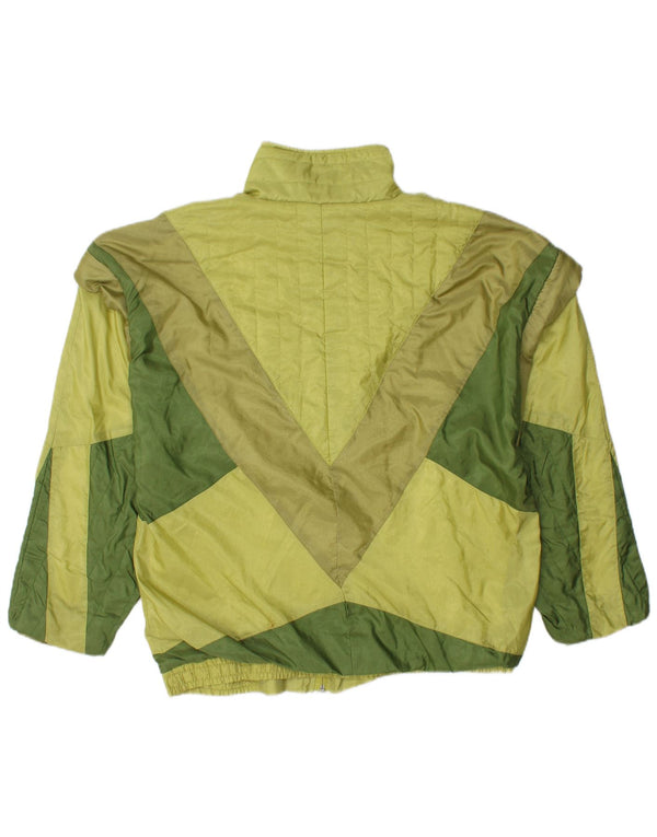 vintage Mens Survêtement Top Veste Grand Colorblock Vert