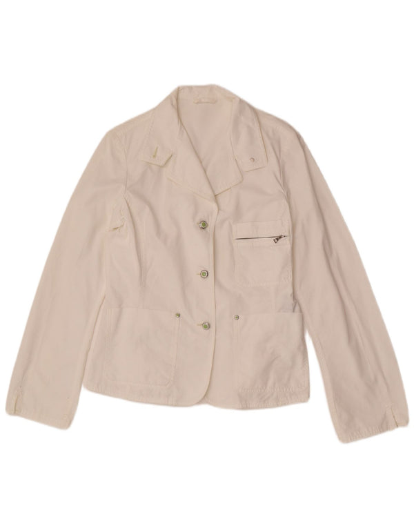 Belfe Veste blazer 3 boutons pour femme UK 10 Petit coton blanc