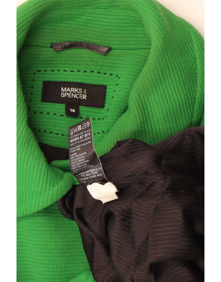 Marks & Spencer Veste blazer à 4 boutons pour femme UK 16 Large Vert Polyester