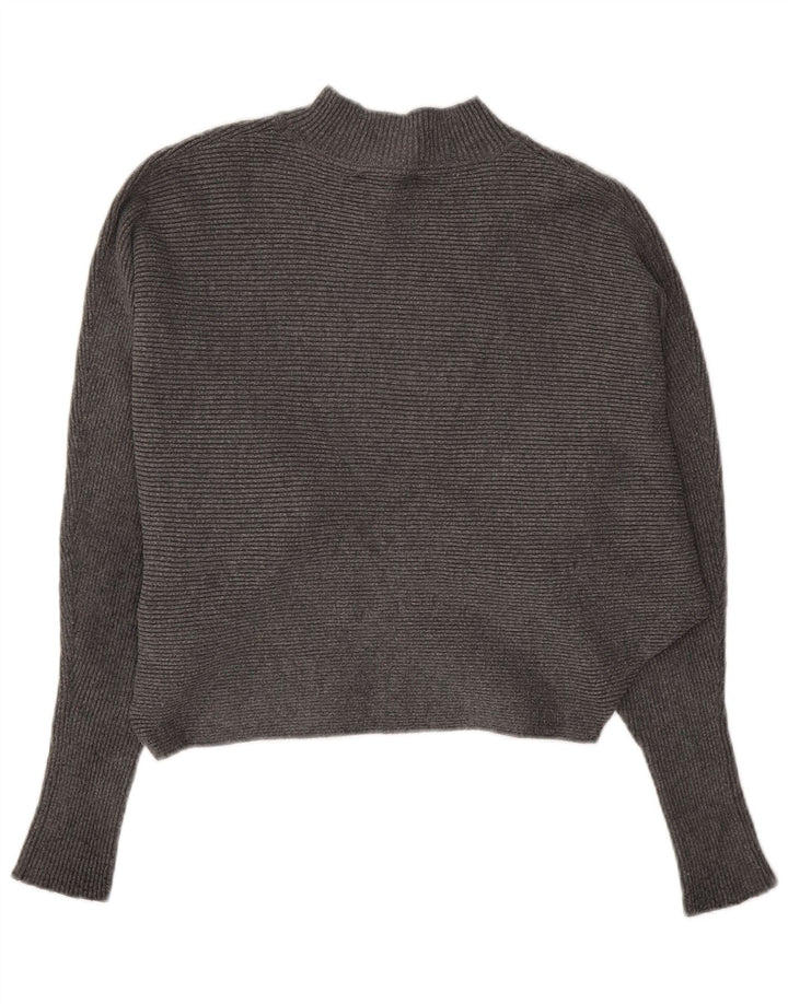 Zara Pull court surdimensionné à col roulé pour femme UK 10 Petit Gris