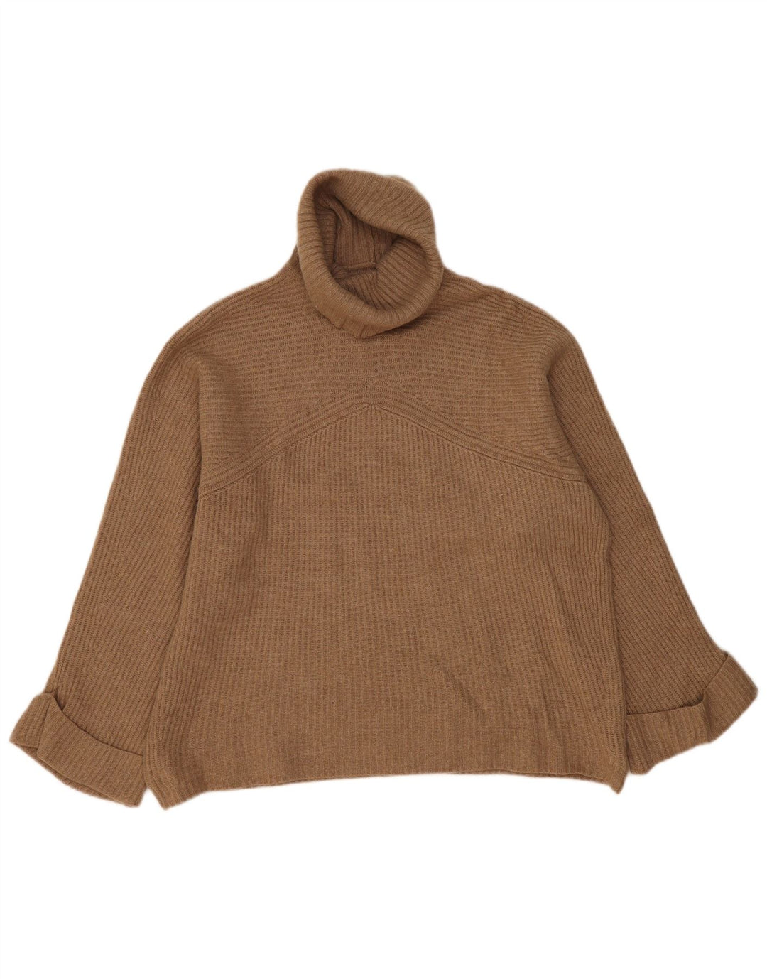 Massimo Dutti Pull surdimensionné à col roulé pour femme UK 14 Marron moyen