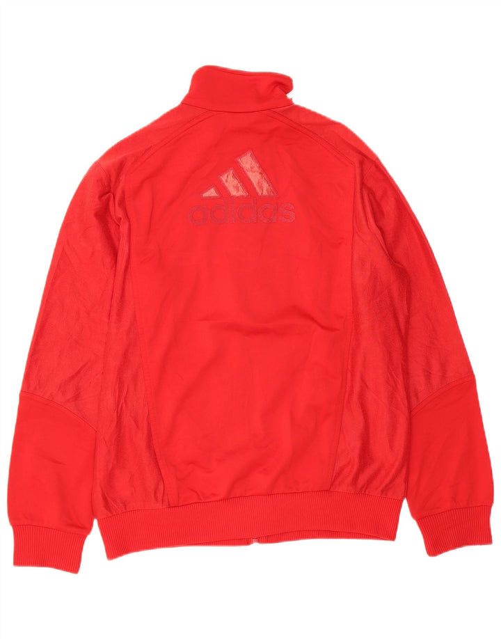 ADIDAS Boys Graphic Tracksuit Top Jacket 13-14 Years Red Polyester