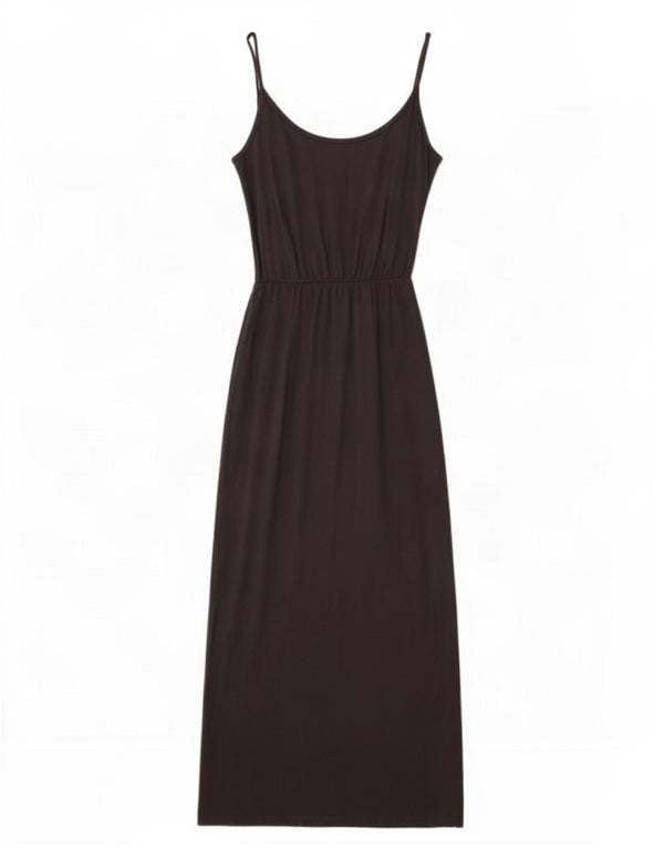 Marks & Spencer Robe longue sans manches pour femme UK 10 Petit coton noir