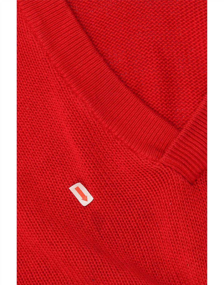 DALMINE Pull ample à col en V pour homme en coton rouge