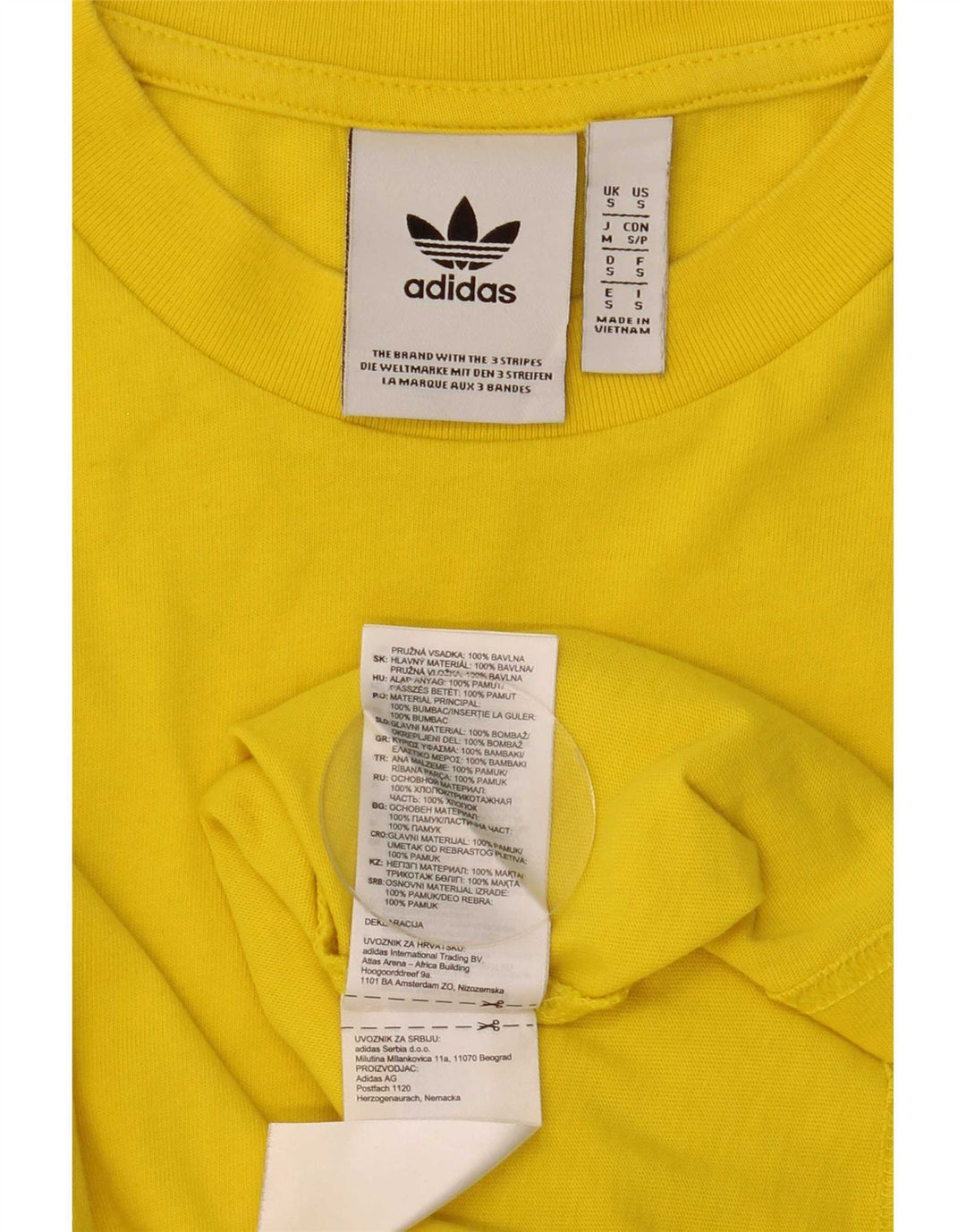 Adidas Haut à manches longues pour homme Petit coton jaune