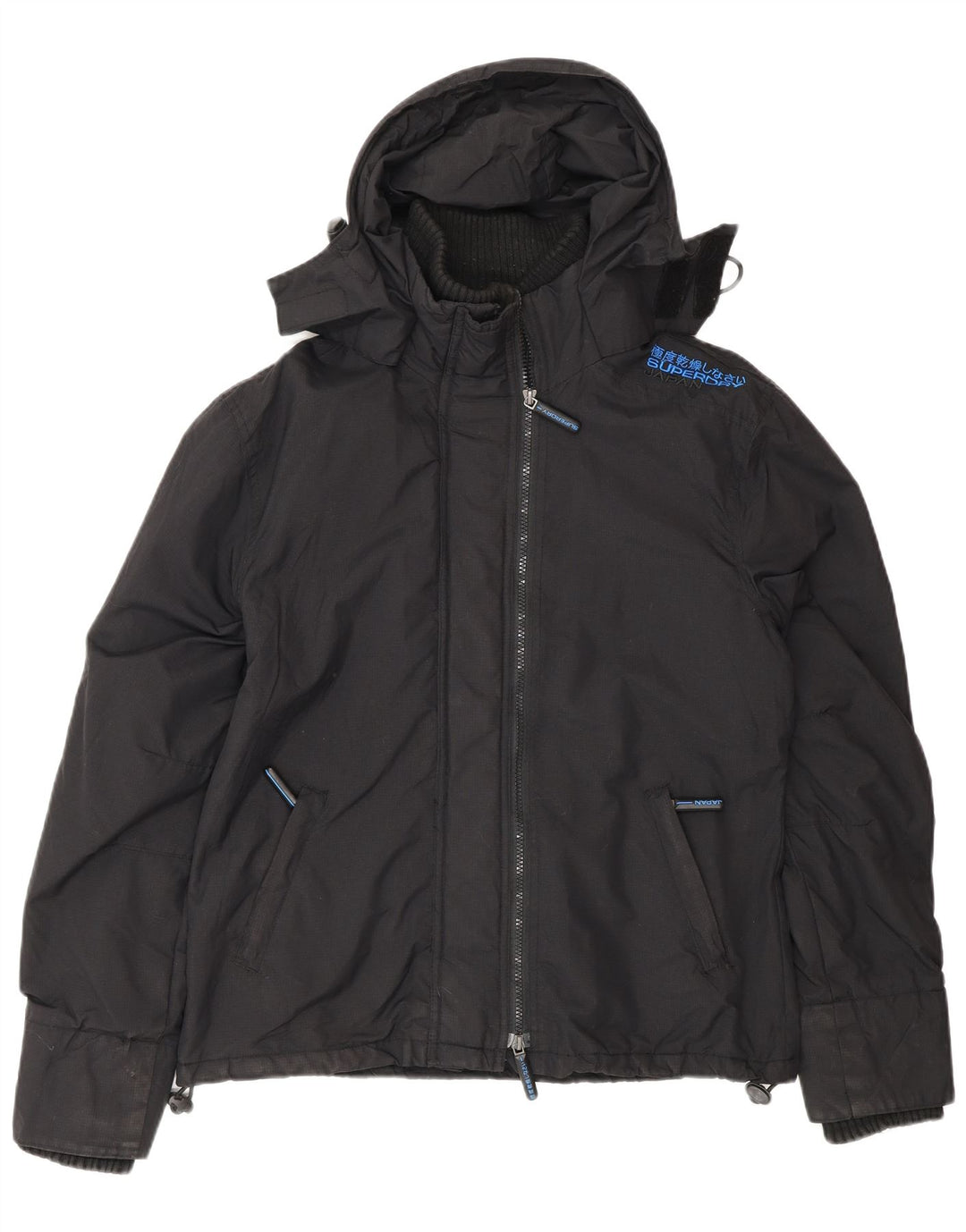 Superdry Veste coupe-vent à capuche pour femme UK 18 XL Nylon noir