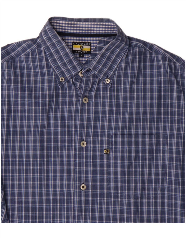 Chemise Homme Navigare Grand Carreau Bleu Coton