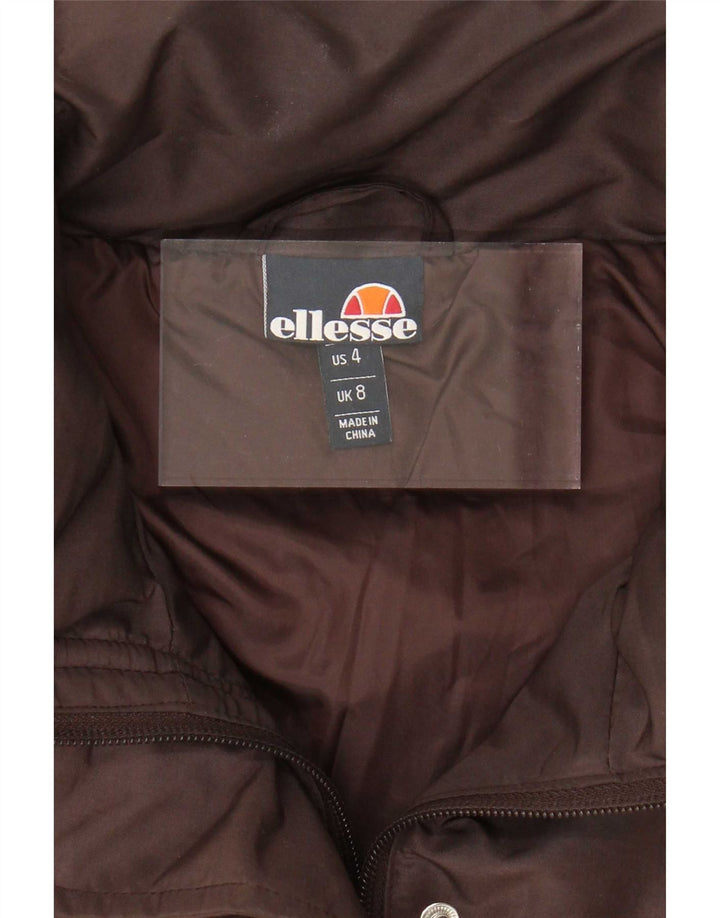 Ellesse Veste matelassée surdimensionnée pour femme UK 8 Small Marron Colourblock