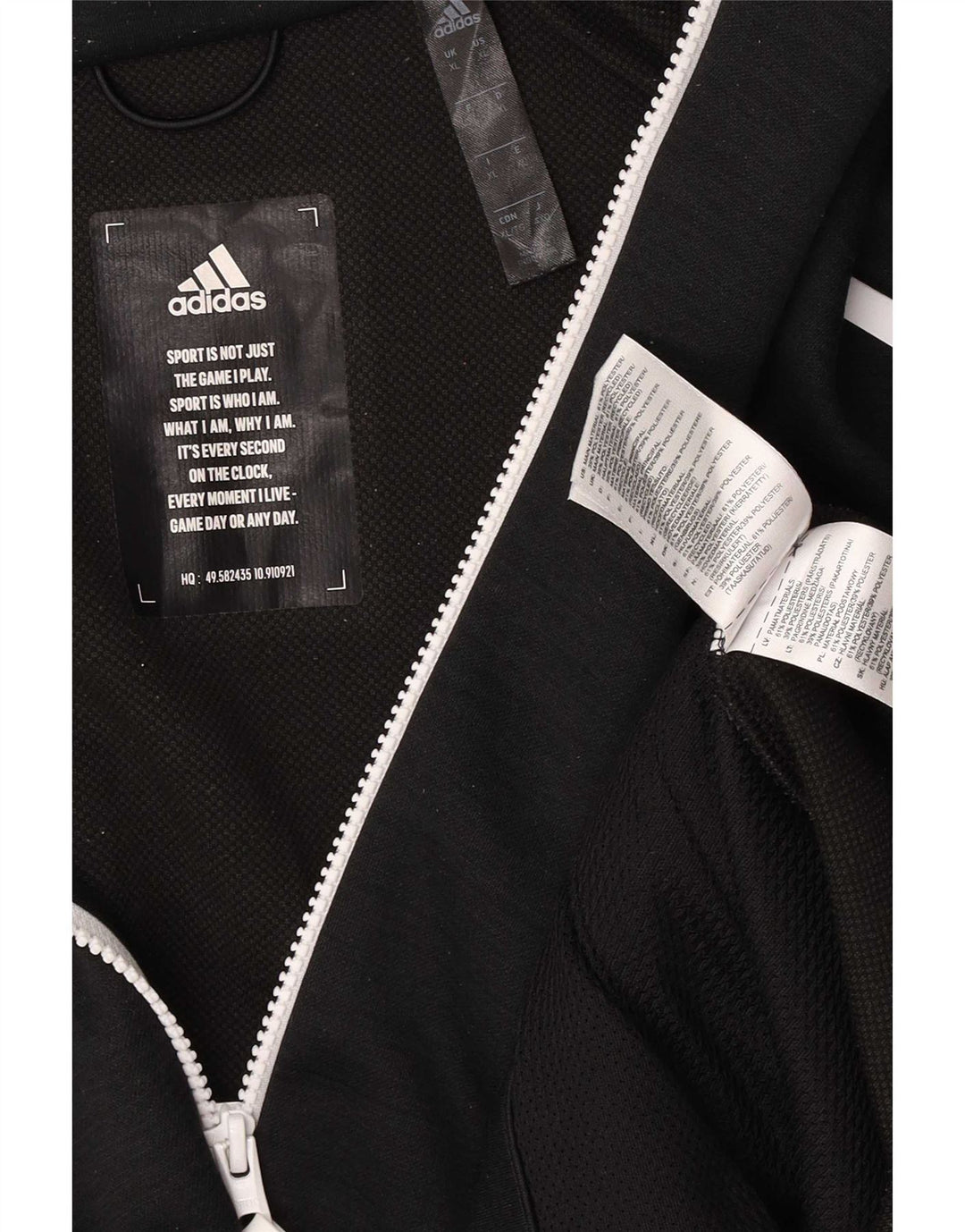 Adidas Pull à capuche zippé graphique pour homme XL Noir Polyester