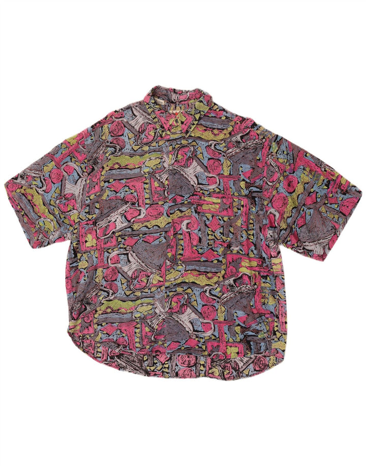 Chemise à manches courtes Vintage pour hommes, motif abstrait, Viscose multicolore XL