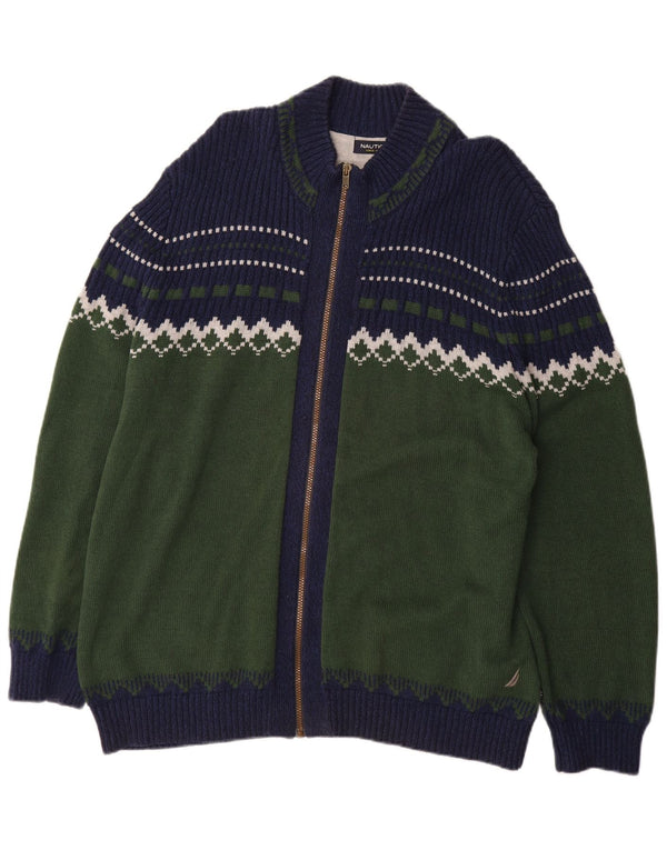 Nautica Cardigan pour homme en coton Fair Isle 2XL Kaki