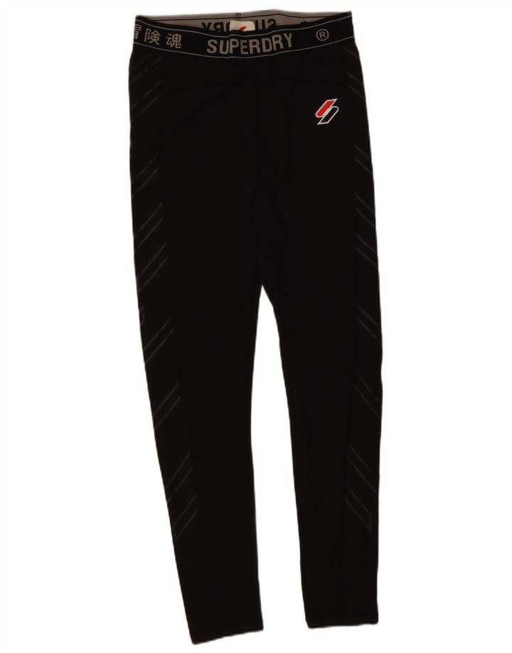 Superdry Leggings Graphiques Femme UK 16 Large Noir Polyamide