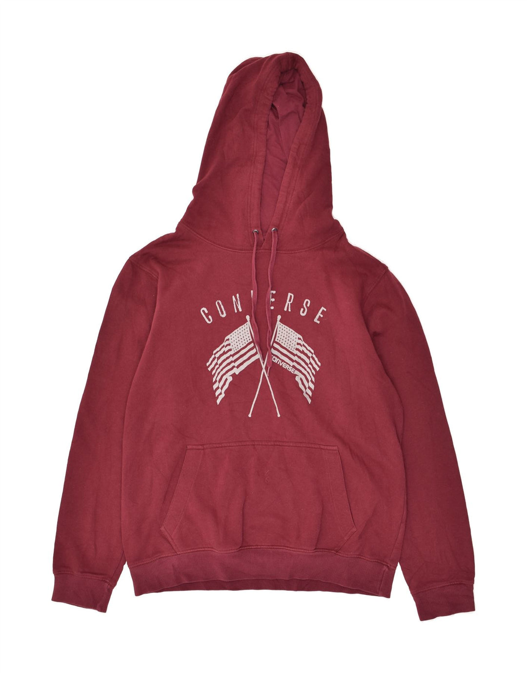 CONVERSE Womens Loose Fit Graphic Hoodie Jumper UK 14 Medium Burgundy | Vintage Converse | Thrift | Second-Hand Converse | Used Clothing | Messina Hembry 