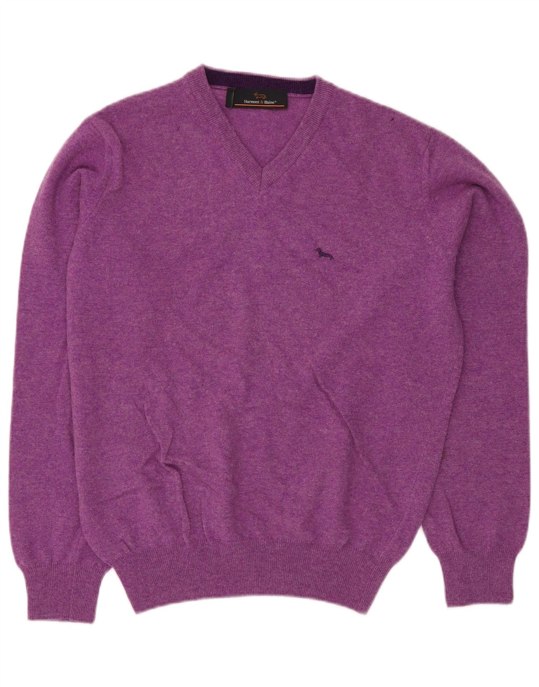 HARMONT & BLAINE Pull col V pour homme en laine violette