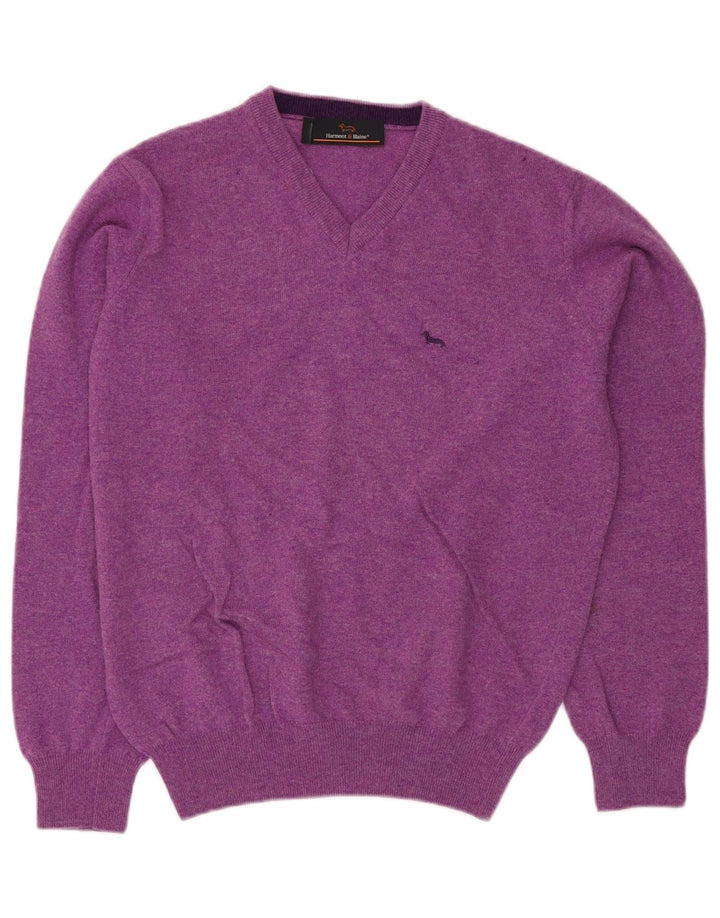 HARMONT & BLAINE Pull col V pour homme en laine violette