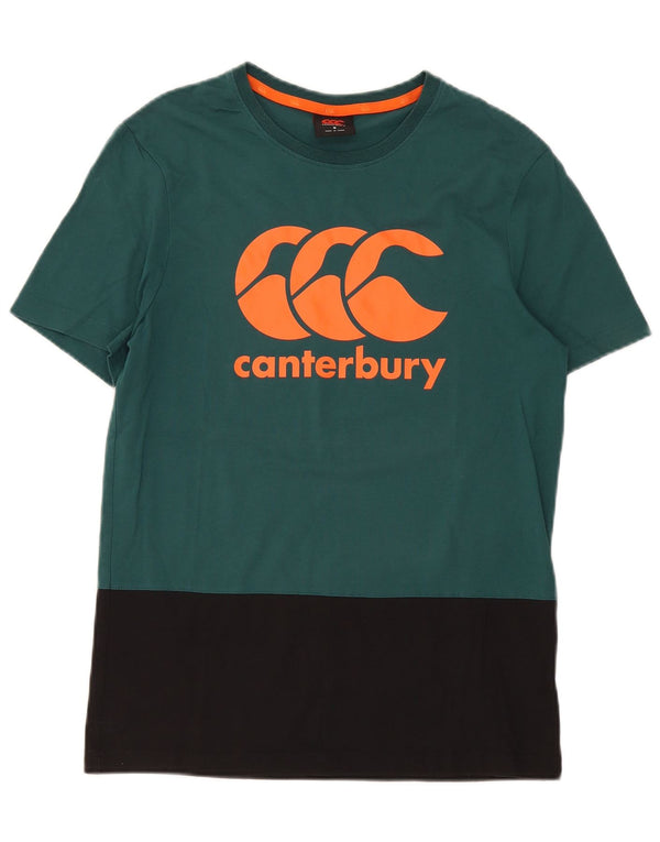 Canterbury T-Shirt Graphique Homme Petit Vert Colorblock Coton