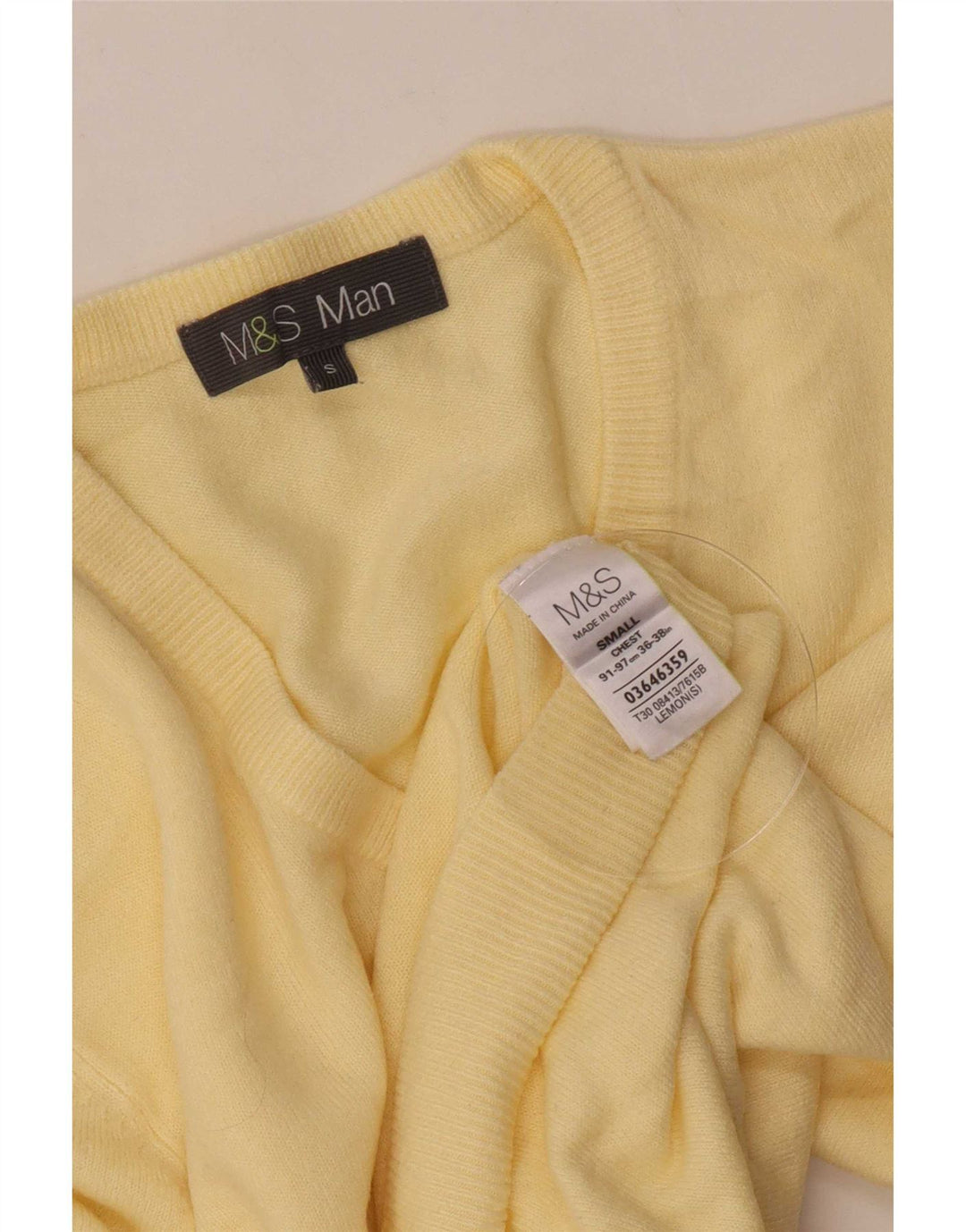 Marks & Spencer Pull col V pour homme Petit jaune Acrylique