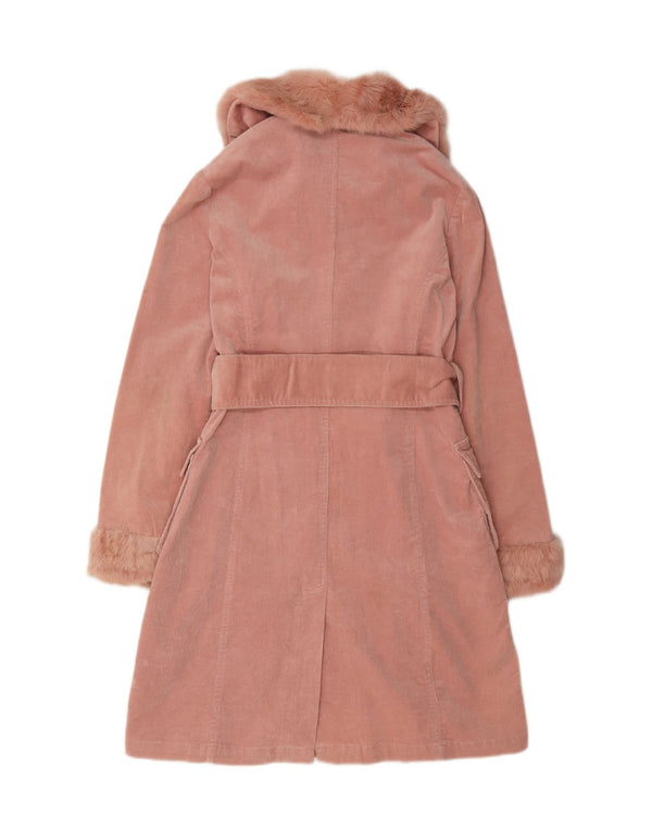 manteau velours côtelé femme vintage UK 10 petit coton rose