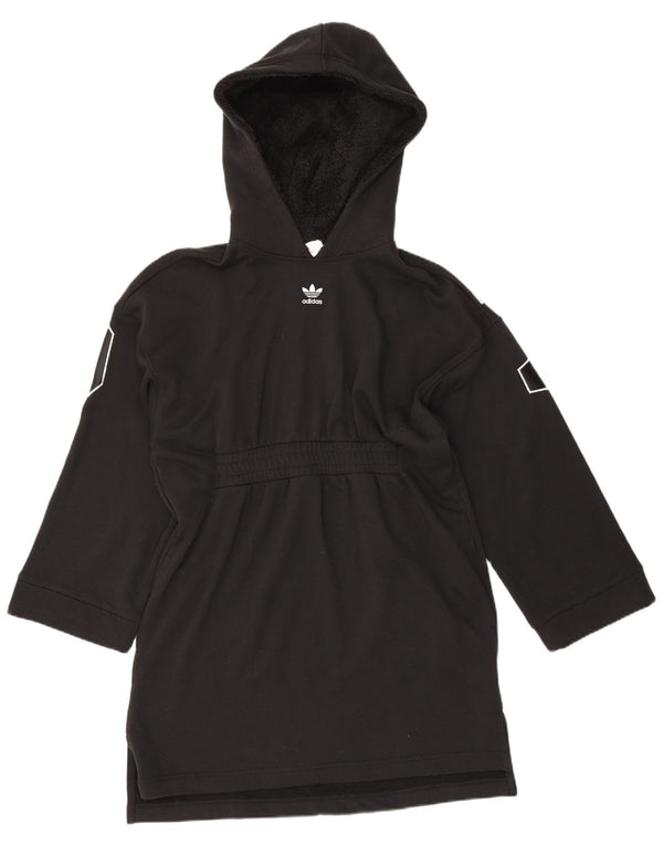 Adidas Robe à capuche surdimensionnée graphique pour femme UK 10 Petit coton noir